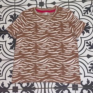 Anthropologie short sleeve zebra sweater